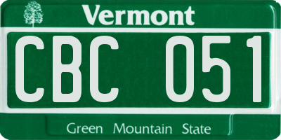 VT license plate CBC051