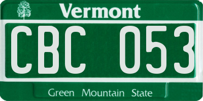 VT license plate CBC053
