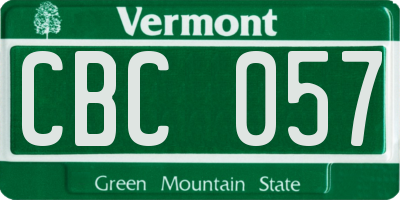 VT license plate CBC057