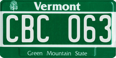 VT license plate CBC063