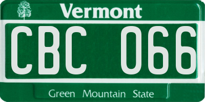 VT license plate CBC066