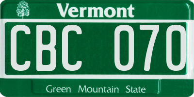VT license plate CBC070