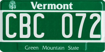 VT license plate CBC072