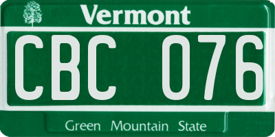 VT license plate CBC076