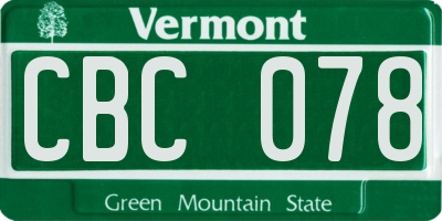 VT license plate CBC078