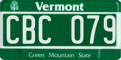 VT license plate CBC079