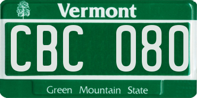 VT license plate CBC080