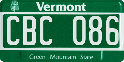 VT license plate CBC086