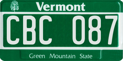VT license plate CBC087