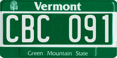 VT license plate CBC091