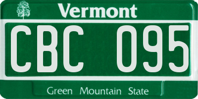 VT license plate CBC095