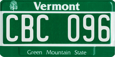 VT license plate CBC096