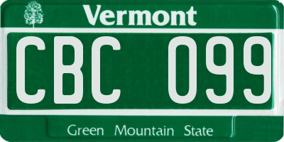 VT license plate CBC099