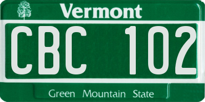 VT license plate CBC102