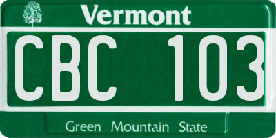 VT license plate CBC103