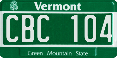 VT license plate CBC104