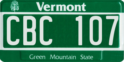VT license plate CBC107