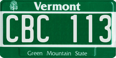 VT license plate CBC113
