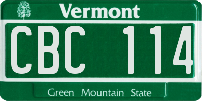 VT license plate CBC114
