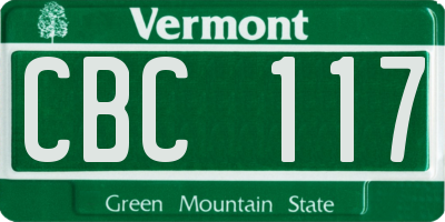 VT license plate CBC117