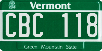 VT license plate CBC118