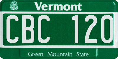 VT license plate CBC120