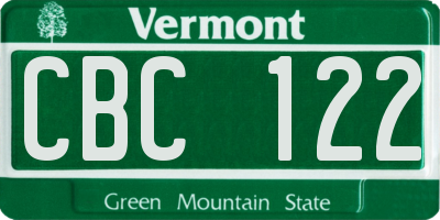 VT license plate CBC122