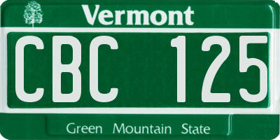 VT license plate CBC125
