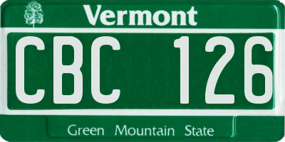 VT license plate CBC126