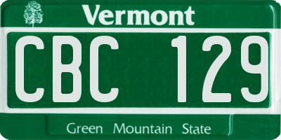 VT license plate CBC129