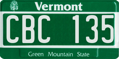 VT license plate CBC135