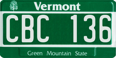 VT license plate CBC136