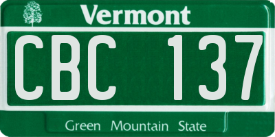 VT license plate CBC137