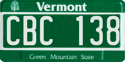 VT license plate CBC138