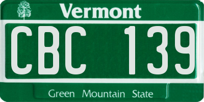 VT license plate CBC139