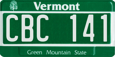 VT license plate CBC141
