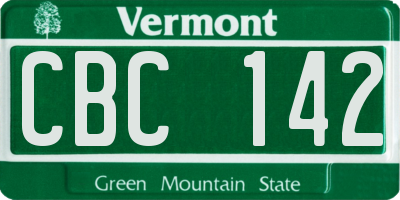 VT license plate CBC142