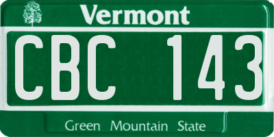 VT license plate CBC143