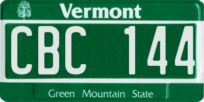 VT license plate CBC144
