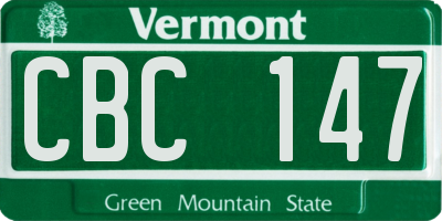 VT license plate CBC147