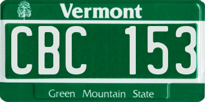 VT license plate CBC153
