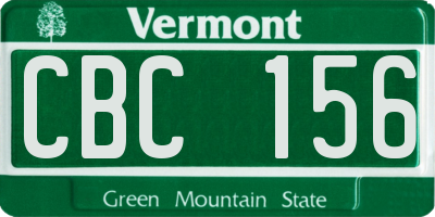 VT license plate CBC156