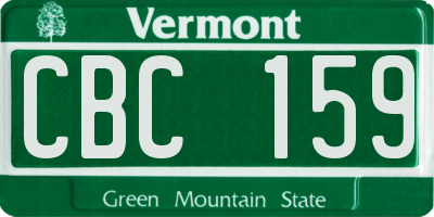 VT license plate CBC159