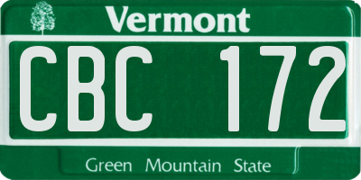 VT license plate CBC172