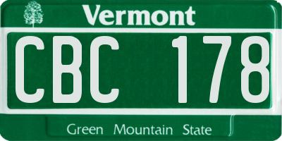 VT license plate CBC178