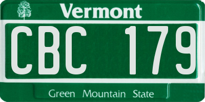 VT license plate CBC179