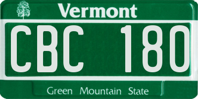VT license plate CBC180