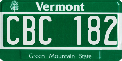 VT license plate CBC182