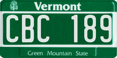 VT license plate CBC189