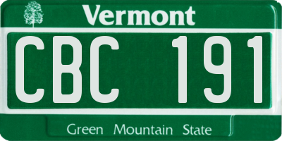 VT license plate CBC191